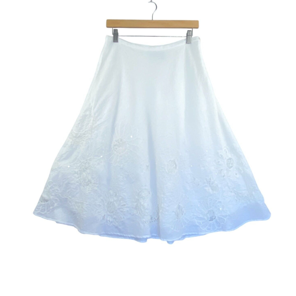 Chico's Skirt Womens Size 1 (M 8) Flared Floral Lace Sequins After‎ Wedding